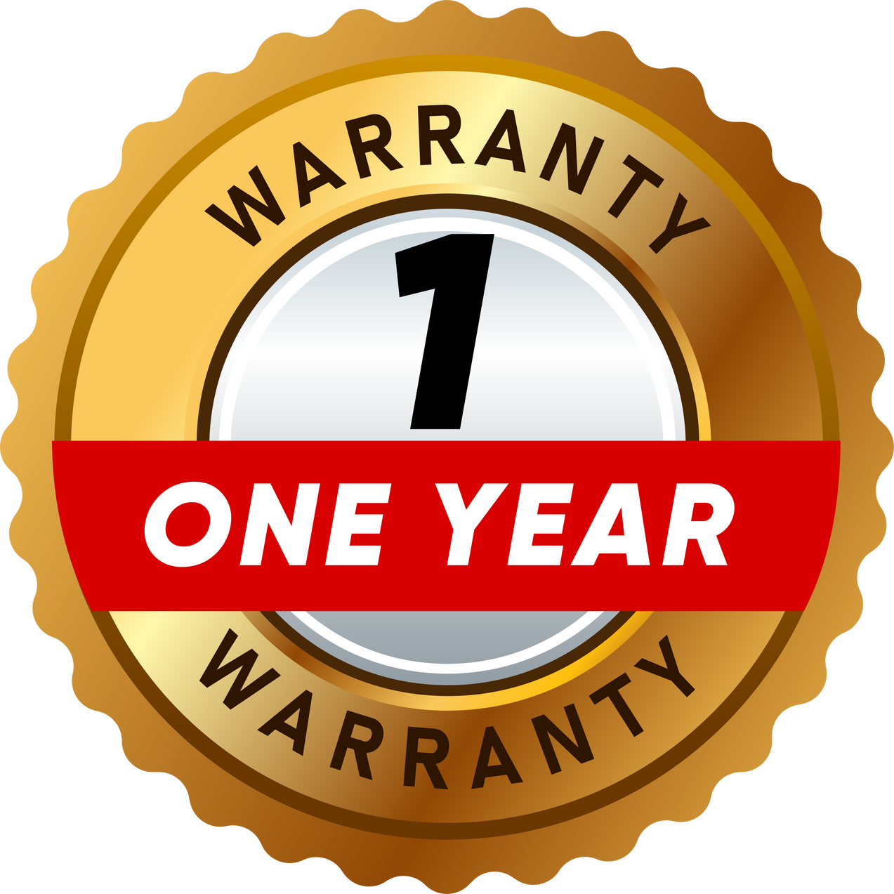 gold color label badge warranty one year guarantee satisfaction quality product marketing